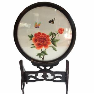 Vintage Chinese Governmental Gift Shu Embroidery Roses Butterflies EUC